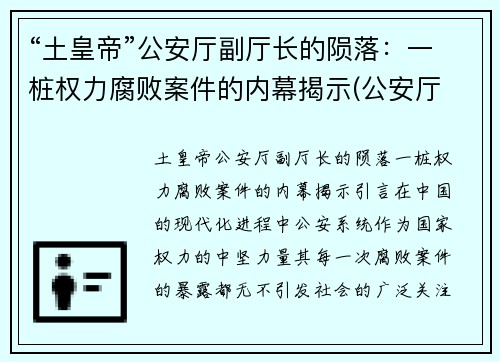 “土皇帝”公安厅副厅长的陨落：一桩权力腐败案件的内幕揭示(公安厅 常务副厅长)